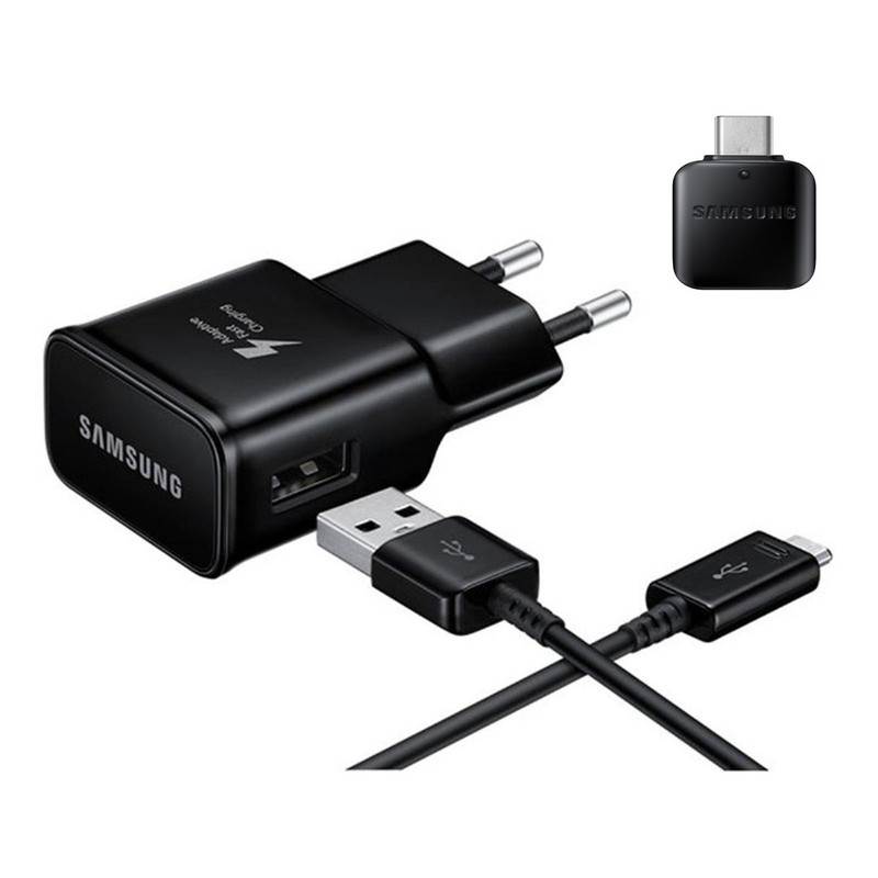 شارژر دیواری مدل EP-TA20EWE به همراه کابل تبدیل USB-C و مبدل USB-C OTG